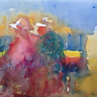 watercolour painting beach