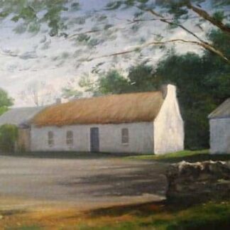 Crossbowmen Painting of traditional Irish cottage