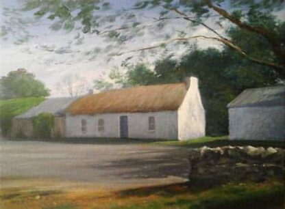 Crossbowmen Painting of traditional Irish cottage