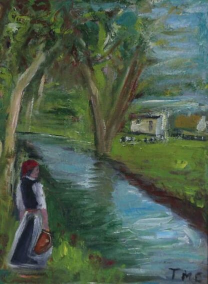 Looking by the River- Landscape Oil Painting