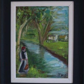 Looking by the River- Landscape Oil Painting