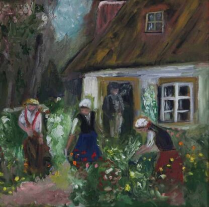 Gardening Time- Traditional Irish Cottage Painting