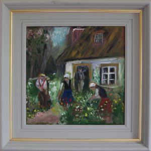 Gardening Time- Traditional Irish Cottage Painting