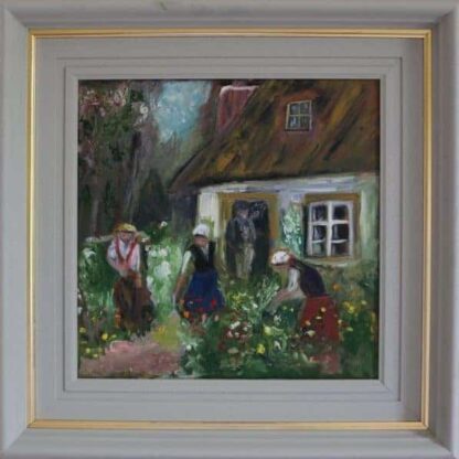 Gardening Time- Traditional Irish Cottage Painting