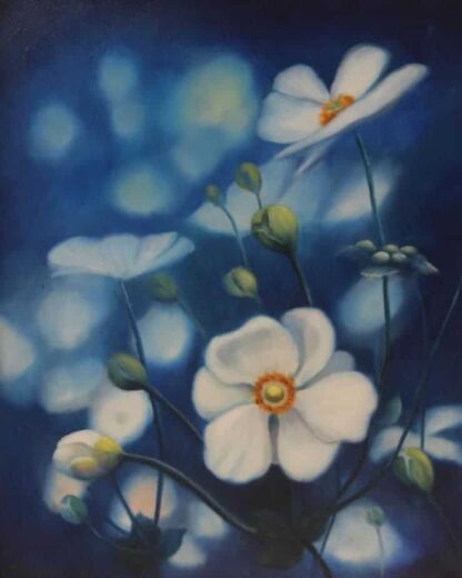 Japanese Anemones Floral Oil painting for sale