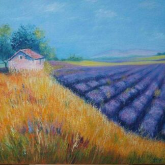 Provence The original landscape painting depicts one of the beautiful and breathing landscapes in France- lavender fields of Province region.