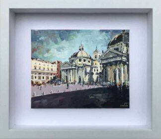 Piazza Del Popolo Street scene painting of the ( People's Square) in Rome by irish artist