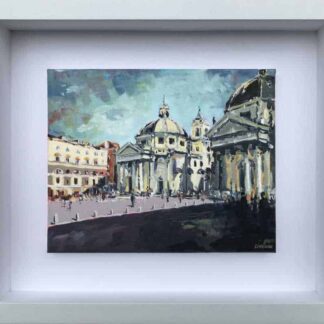 Piazza Del Popolo Street scene painting of the ( People's Square) in Rome by irish artist