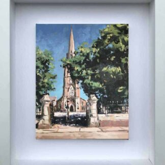 Sunday Morning Oil Painting of a Church by Irish artist Ben Linehan