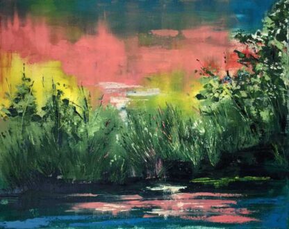 Early Morning Lake Abstract Landscape/Seascape painting filled with light and colour. Browse our large selection of paintings for sale by Irish artists