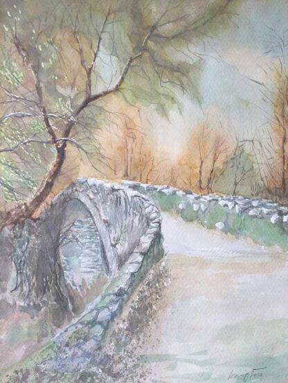 Old bridge Watercolour Painting for Sale