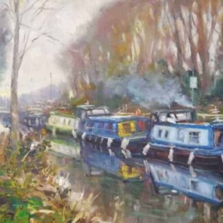 Barges Sallins Landscape Painting by artist Norman Teeling