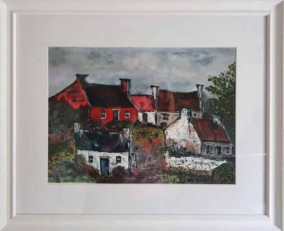Moy Cottages  Painting of traditional Irish cottages by artist Joan O’Connell