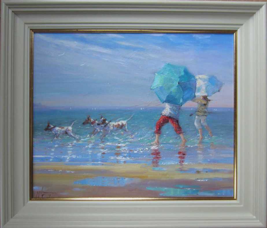 Happy Splashers Figurative seascape painting by artist Gerry Glynn