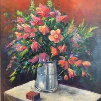 painting of flowers in a Silver Jug