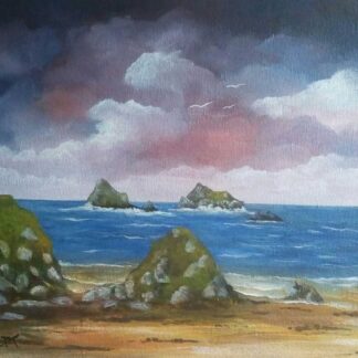 painting of Holywell Bay Cornwall