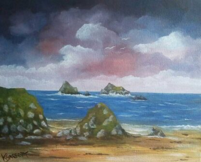 painting of Holywell Bay Cornwall