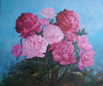 painting of Bush of peonies