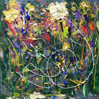 Flowers For Spring 3 abstract floral painting for sale, ready to hang in your home. By Irish artist