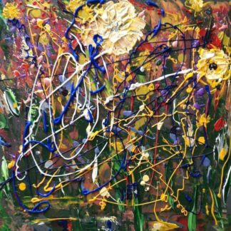 Flowers For Spring 2 abstract floral painting for sale, ready to hang in your home. By Irish artist