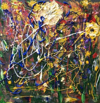 Flowers For Spring 2 abstract floral painting for sale, ready to hang in your home. By Irish artist