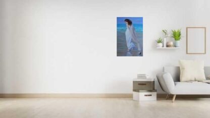 Walking Beside the Sea figurative art, seascape painting, online gallery