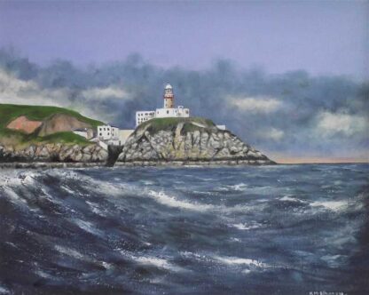 Baily Lighthouse Original Irish seascape painting of the lighthouse in Howth Co.Dublin by Irish artist. Stunning art for your home.