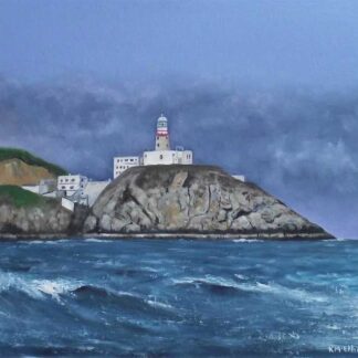 Howth Head This is an oil on board painting. It has been finished with a coat of re touch varnish. Painting of Howth Head by Irish artist