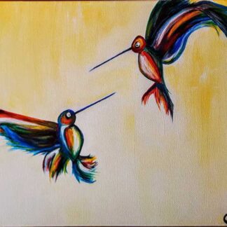 Humming birds Original painting of humming birds. Stunning art for sale in online galley. Make a house a home with stunning paintings