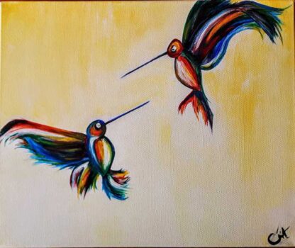 Humming birds Original painting of humming birds. Stunning art for sale in online galley. Make a house a home with stunning paintings