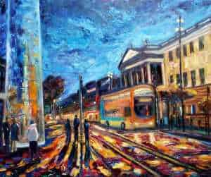 Last bus home Original Irish art by Irish artist John Maguire. Art for your home. Gift ideas, online gallery, paintings for your home