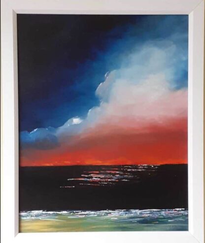 Original seascape painting of sunset in the West of Ireland. Irish art by Irish artist Lynda Deverell. Browse a variety of art here today