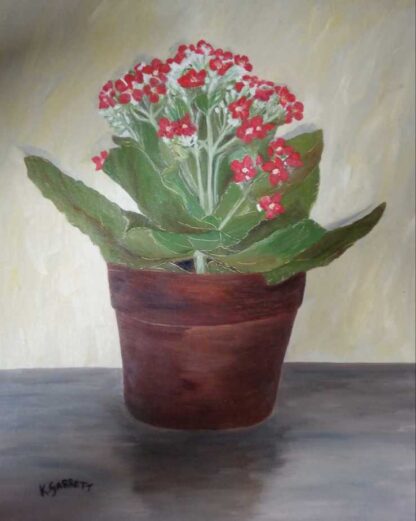 Original still life painting of a planted flower in a pot by Irish artist Kathleen Garrett. Browse a large selection of Irish art here