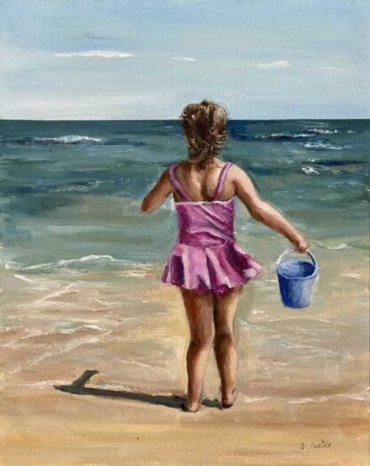 Girl at the beach Painting of a girl at the beach. Art for your home or gift ideas for mothers, daughters, grandmothers & grandaughters