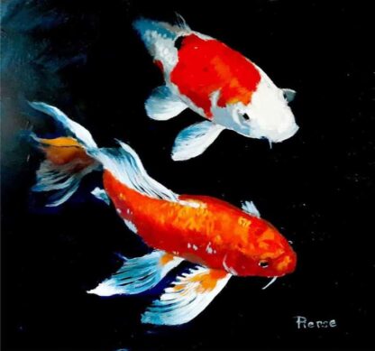 Original painting of a Koi Fish by artist Maurice Pierse. Wall art for your home or give as a gift. Fine quality art for sale