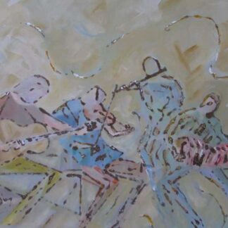 Floggin the reel Original abstract figurative art. A painting of a typical trad night at the local. Ideal gift idea for music lovers. Irish art, Irish artist