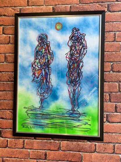 Together Forever Abstract Figurative  painting by Irish artist Kevin Sharkey.