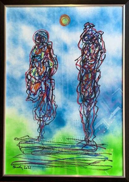 Together Forever Abstract Figurative  painting by Irish artist Kevin Sharkey.