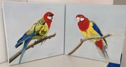 Original painting of two birds. Wall art for any room in your home or a great gift idea. Browse a large selection of art here