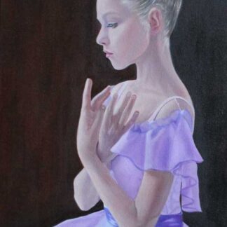 Stunning oil painting of a ballerina in a lilac dress. Exceptional quality art for your home, original art in online gallery