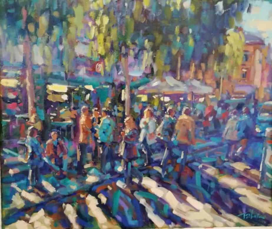 Street Scene Painting Temple Bar