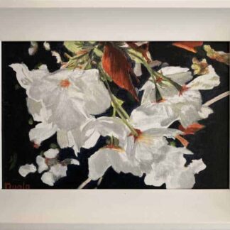 white Blossom Original floral painting for sale in online gallery. Browse a large selection of affordable art here by Irish artists