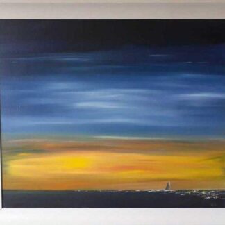 Stunning painting of the sunset over the sea. Original art for your home. Gift ideas that last a lifetime. Browse a huge variety here