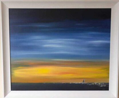 Stunning painting of the sunset over the sea. Original art for your home. Gift ideas that last a lifetime. Browse a huge variety here