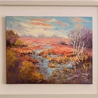 Original Irish landscape painting for sale in online gallery by Irish artist. Painting of an Irish bog. Wall art for the home, gift ideas