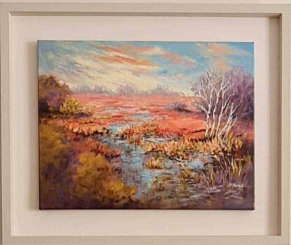 Original Irish landscape painting for sale in online gallery by Irish artist. Painting of an Irish bog. Wall art for the home, gift ideas