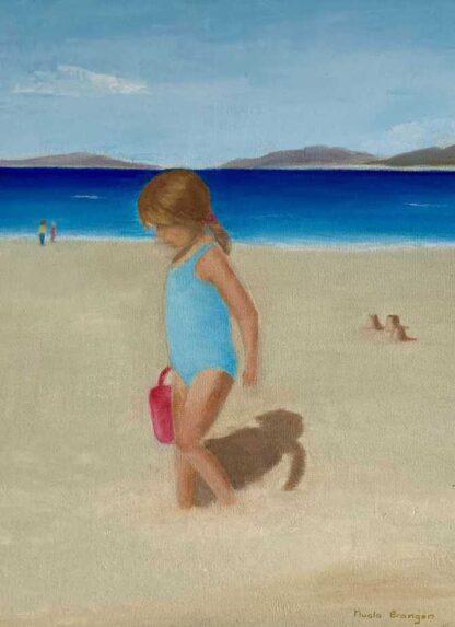 Painting of a child at the beach. Beautiful art that would make a great gift idea for grandparents, a gift to treasure