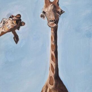 Hello Original painting of two giraffes. Art for sale in online gallery, art for your home, gift ideas- browse a large variety of paintings here