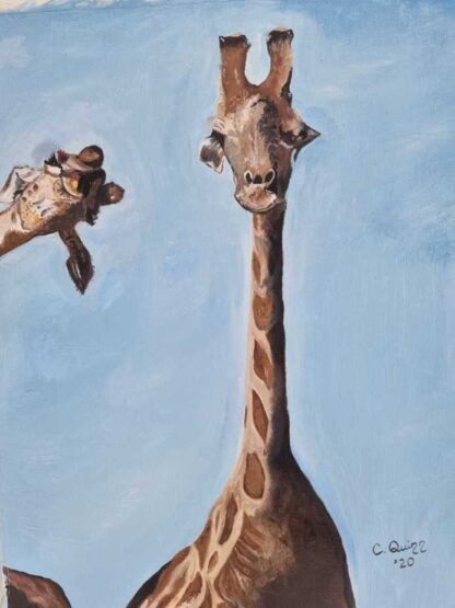 Hello Original painting of two giraffes. Art for sale in online gallery, art for your home, gift ideas- browse a large variety of paintings here