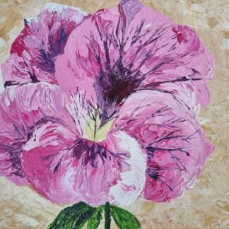 Original floral art by Irish artist. Painting of a pink poppy suitable for any room in your home. Art for sale in online gallery